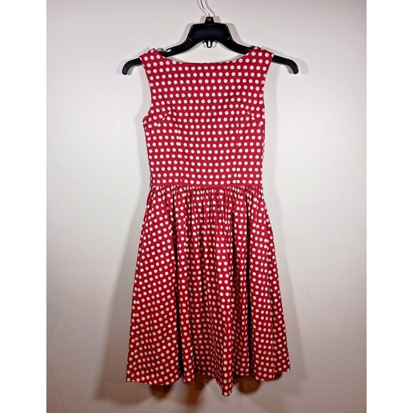 Lindy Bop Retro 1950s Pinup Polka Dot Red White Fit Flare Midi Dress Size XS - Picture 1 of 7